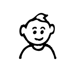Stylized smiling face. Emotional harmony as part of a healthy lifestyle. Linear sketch of doodle face, smiley, isolated on white background. Logo, sign on the theme of healthy lifestyle