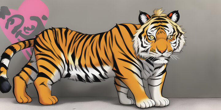 A cartoon graffiti drawing of a Tiger