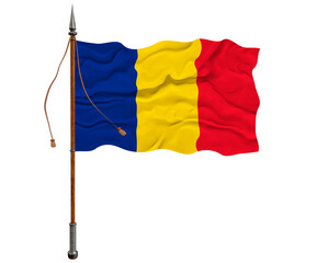 National flag  of Romania. Background  with flag  of Romania