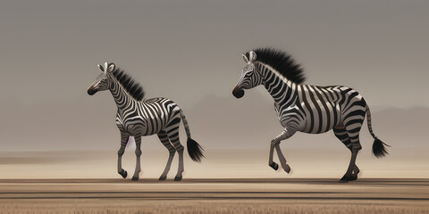 An epic cartoon illustration and digital painting of a Zebra