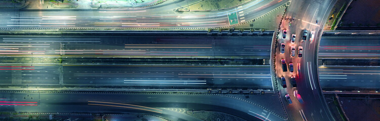 Panoramic view of Public transport or commuter city life concept , expressway car traffic...