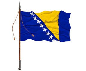 National flag ofBosnia and Herzegovina. Background  with flag of Bosnia and Herzegovina.