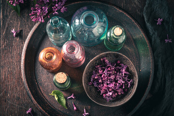 Aromatic treatments with oils. Lilac aromatic oils.