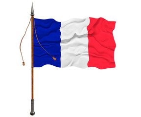 Fototapeta na wymiar National Flag of France. Background with flag of France
