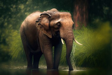 Fototapeta na wymiar Elephant Stock Photo, Wildlife Photography, Generative Ai