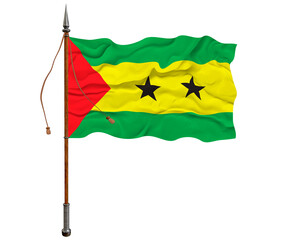 National flag of Sao tome and principe. Background  with flag of Sao tome and principe.