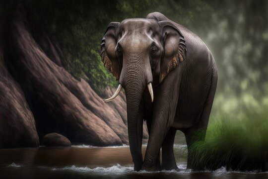 Elephant Stock Photo, Wildlife Photography, Generative Ai