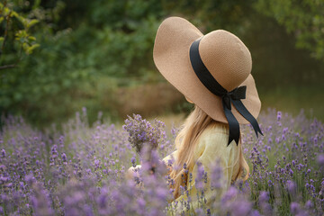 Beautiful little girl on lavender field.