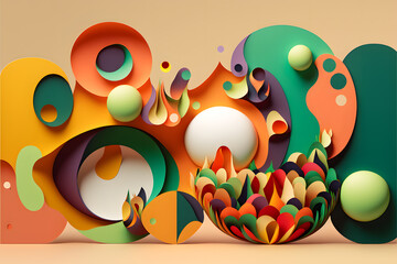 Background Psychedelic paper shapes with copy space Graphic Resource made with Generative AI