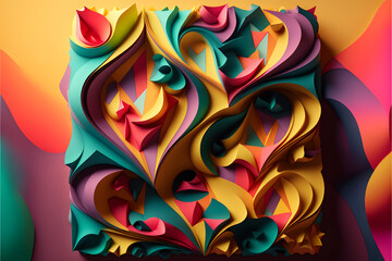 Background Psychedelic paper shapes with copy space Graphic Resource made with Generative AI