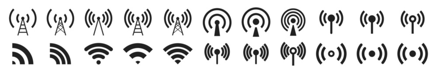 Wifi icon set. Wireless symbol collection. Internet sign. Wifi signal icons. EPS 10. - obrazy, fototapety, plakaty