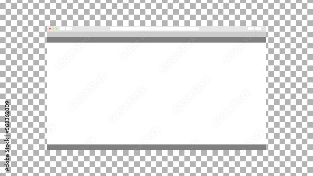 Poster empty browser window on transparent background. empty web page mockup with toolbar