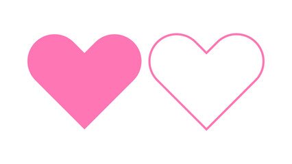 Collection of Love Heart Symbol Icons . Love Illustration Set with Solid and Outline Vector Hearts