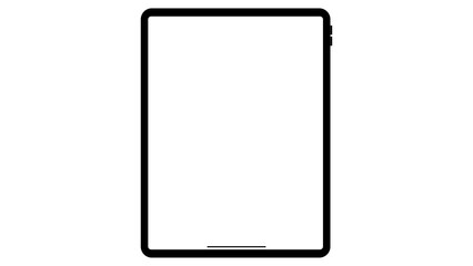 Modern black tablet computer with blank horizontal screen isolated on white background. PNG - obrazy, fototapety, plakaty