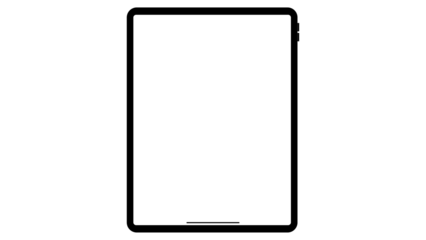 Modern black tablet computer with blank horizontal screen isolated on white background. PNG © BoszyArtis