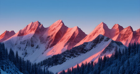 Fototapeta na wymiar AI Digital Illustration Sunrise Mountain Range