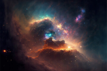 A universe with nebula, galaxy, stars, sky, generative AI