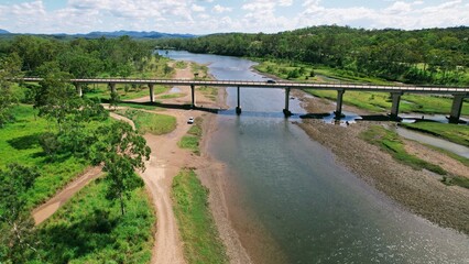Drone shot of Benaraby Bridge, Queensland, Australia 4680