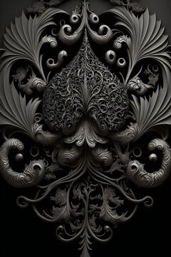 Wallpaper Alexander McQueen Ornate Black Lace Leather Repeating Silver The Overlook 8k Ultra Detailed Center Point Lighting 