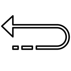 u turn dash left arrow icon