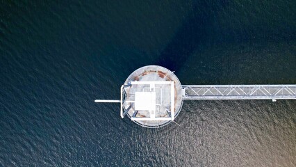 Top down drone shot at Merrimu Reservoir, Victoria, Australia 3340