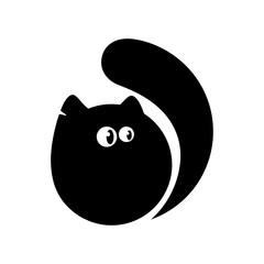 Funny cat for logo. Simple flat vector style.