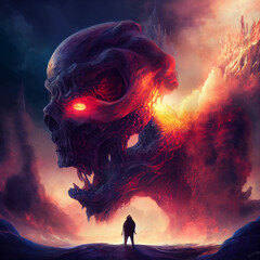 skull on the clouds