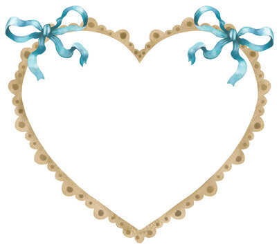 Retro craft heart frame with blue bows