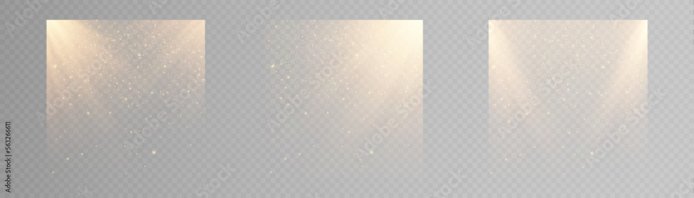 Poster Golden light dust particles abstract light bokeh background for web design and illustration.