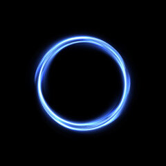 Abstract bright blue round neon light line easy editable for web design and vector illustration.