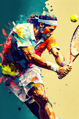 Tennis Abstrakt Tennisspieler in Action Tennissport Background Display Hintergrund Poster Cover Generative AI Digital Art Illustration 