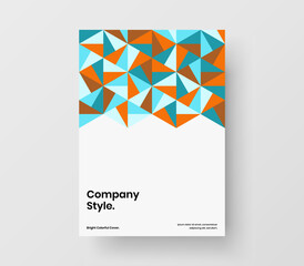Bright company identity A4 vector design concept. Unique mosaic hexagons journal cover layout.
