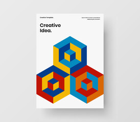 Obraz premium Trendy geometric hexagons pamphlet layout. Simple placard vector design template.
