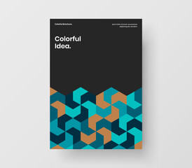 Fototapeta premium Vivid poster A4 design vector illustration. Amazing geometric shapes magazine cover template.