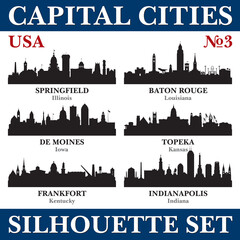 Capital cities silhouette set. USA. Part 3