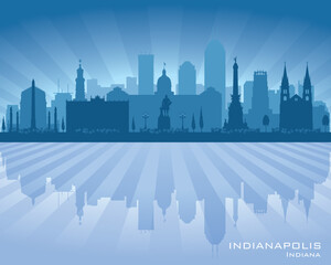 Indianapolis Indiana city skyline vector silhouette
