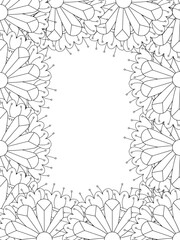 Zentangle Doodle Floral Borders Coloring Page Adult. Set of black and white labels with floral doodle patterns, hand draw in mehndi style. 