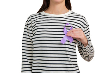 Woman holding a purple ribbon in her hands ADD,ADHD,Alzheimer Disease ,Arnold Chiari...