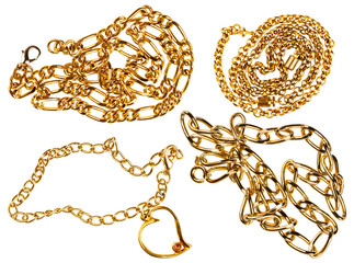 Set of various jewelry chains