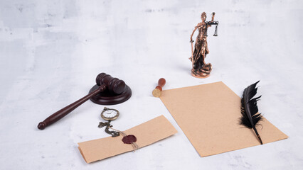 Notary's public pen and stamp on testament and last will. Notary public tools