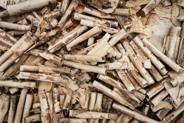 Used fireworks firecrackers lie outside rotting