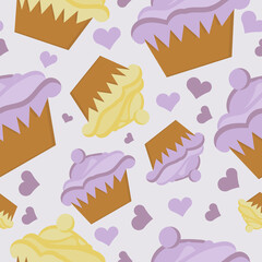 Sweet food. Cake, cupcake. Decorations for the holiday, hand-drawn.