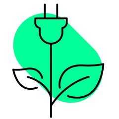 Eco energy plug with leaves ecology icon