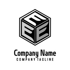 Template  Cube  company logo by initial Letter  of Alfabetical  in Black and white colour