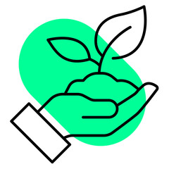 Plant in hand ecology icon