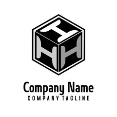 Template  Cube  company logo by initial Letter  of Alfabetical  in Black and white colour
