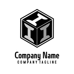Template  Cube  company logo by initial Letter  of Alfabetical  in Black and white colour