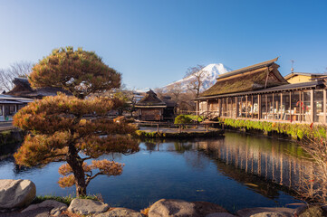 Oshino Hakkai, Japan with Mt. Fuji in the background.