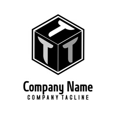 Template  Cube  company logo by initial Letter  of Alfabetical  in Black and white colour