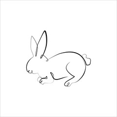 Continuous line drawing of a rabbit. bunny concept in one line. artwork of a rabbit in single line. the year of the rabbit